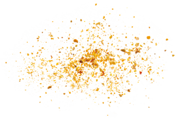 Minced curry pile, turmeric, fenugreek, mustard, coriander, paprika, pepper and cumin isolated on white, top view