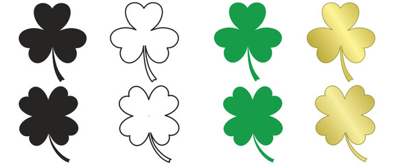 Good luck clover leaf flat design style vector set