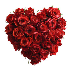 Heart bouquet of red roses. Isolated.