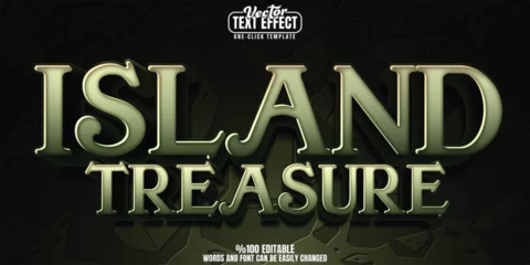 Fotobehang Pirate editable text effect, customizable island and treasure 3D font style © LetsSmile