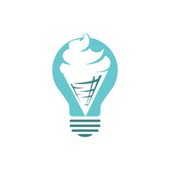 Light bulb and Cone ice cream vector icon logo. Ice Cream scoop symbol, logo illustration.