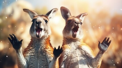 Happy Selebrating the spirit of Australia: a joyful Australia day with flags, kangaroos, and national pride in a festive and patriotic atmosphere. pride, joy, and a sense of unity.