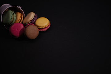 macarons french dessert,Different types of colourful macaroons in close up, Sweet and colourful french macaroons