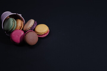 macarons french dessert,Different types of colourful macaroons in close up, Sweet and colourful french 