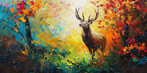 Artistic impasto style painting of a deer	
