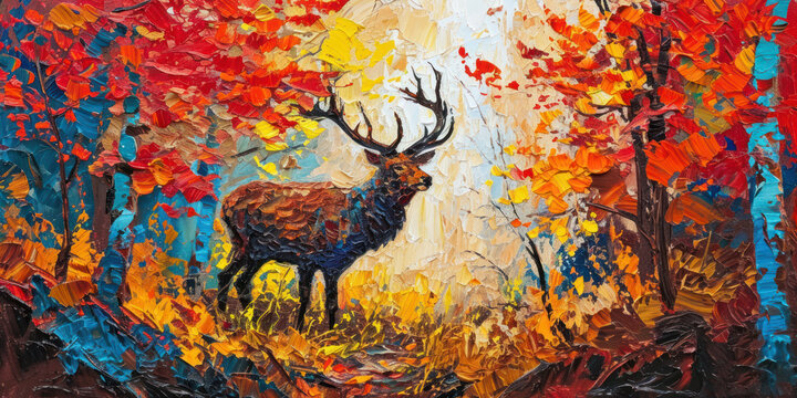 Artistic impasto style painting of a deer © Mik Saar