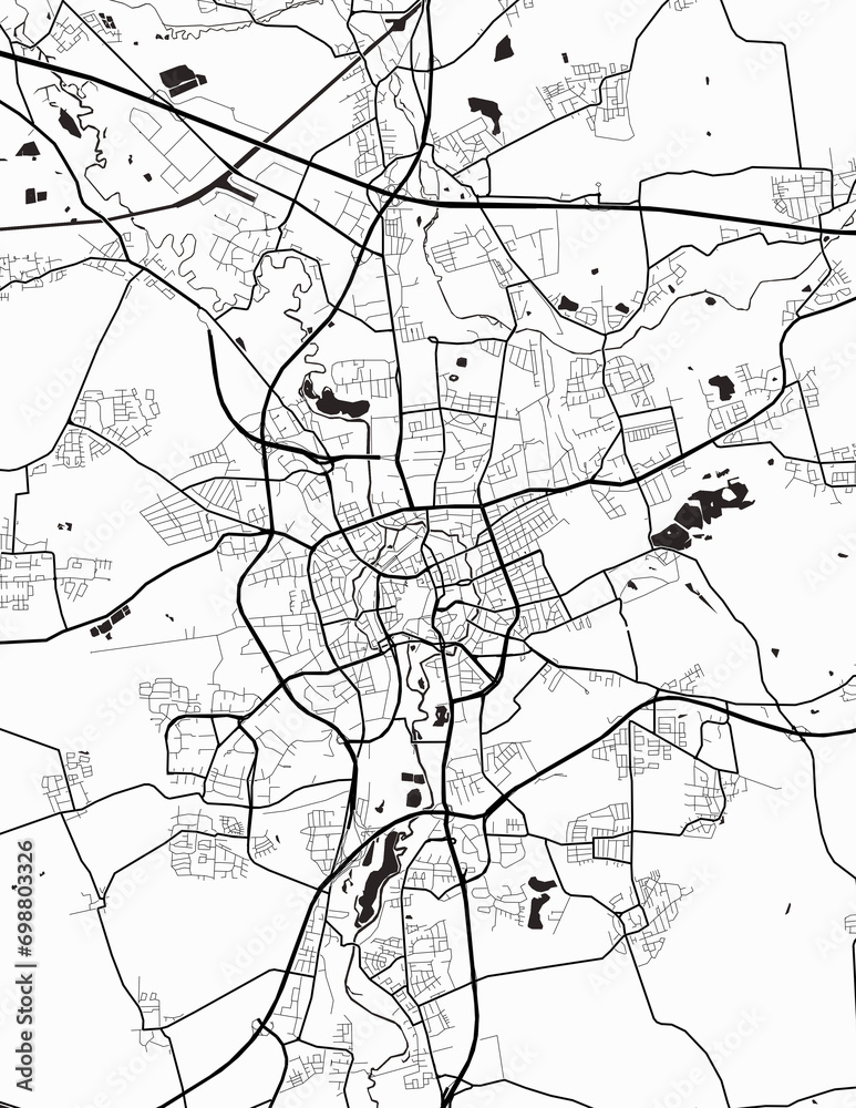 Wall mural Detailed city map of Brunswick-Germany with infrastructure in a minimalist style
