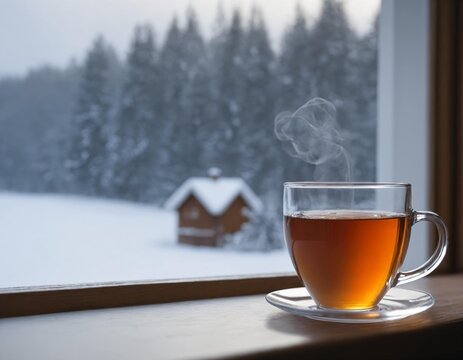 cup of tea, cup of tea on the windowsill