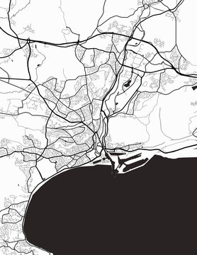 Detailed city map of Swansea-United Kingdom with infrastructure in a minimalist style
