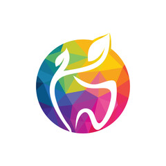 Natural dental vector logo design. Tooth and leaf icon logo design.