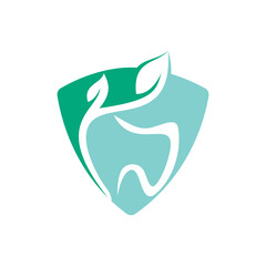 Natural dental vector logo design. Tooth and leaf icon logo design.