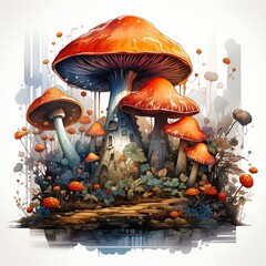 mushrooms growing out ground illustration background under outer world jungles mushroom houses daily deviation red cap capital - obrazy, fototapety, plakaty