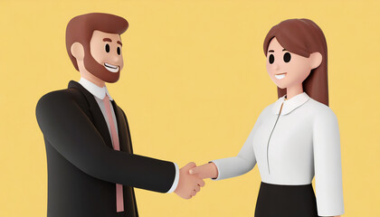 Fototapeta premium The bank's Mortgage Officers shake hands with customers to congratulate them after signing a housing investment loan agreement