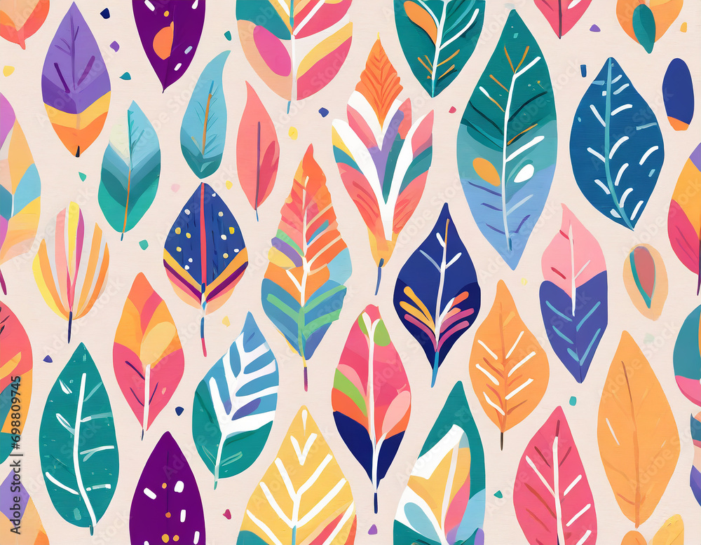 Wall mural fun colorful line doodle seamless pattern. creative minimalist style art background for children or 