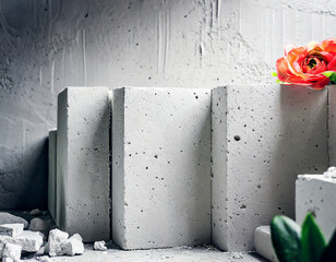 Aerated concrete block background at wall. Lightweight concrete texture
