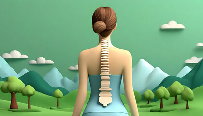 Human spinal system problem concept. Thinning disk spain degradation. 3d rendering.
