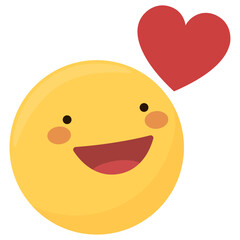 Emoji in love with a  heart, symbol of thinking in love, miss you.  Smiling and loving emoticon with cute smile, share love in love. Clipart  for San Valentine's day.  Png and vector editable