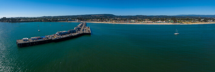 Aerial view of the Santa Cruz beach town in California, USA.
