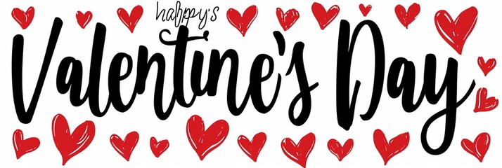 Valentine s day greeting card with  happy valentine s day  text and hearts on white background