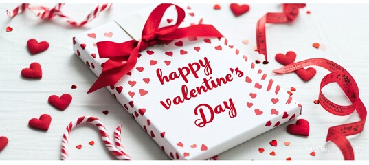 Valentine s day card template with hearts and  happy valentine s day  text on white background