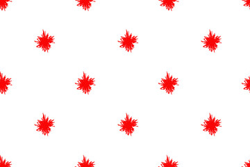 Red fluffy puff spots on the white background. Trendy, stylish, fashionable, seamless vector pattern for design and decoration.