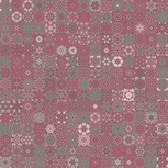 Dark color tone floral geometric mandala shapes, vintage style seamless pattern background.