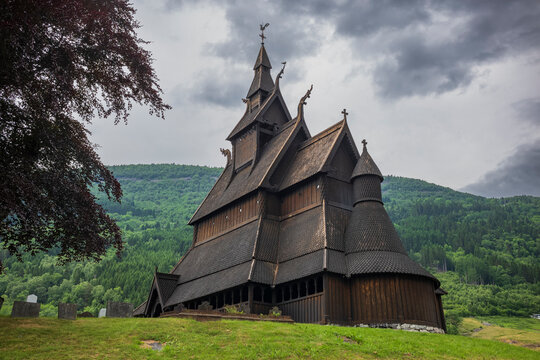 Hopperstad Stave Church, an ancient wooden stave church dating back to the 1100s, located in R&oslash;ysane, Norway