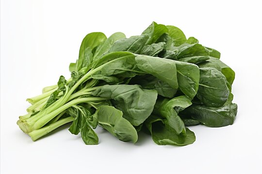 Fresh rapini vegetables on a clean white backdrop for captivating ads and packaging designs