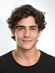Portrait of a young man, smiling expression, studio shot, isolated white background, AI Generative