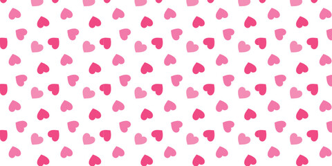 Pink hearts on white background seamless pattern. Universal print.