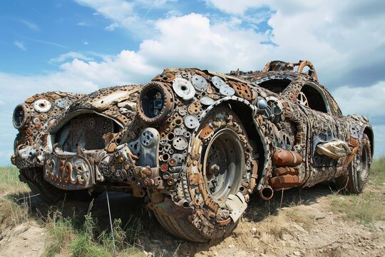 A big car made of metal crap parts.