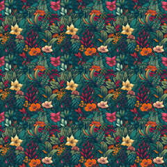 Seamless Tropical Pattern Tile