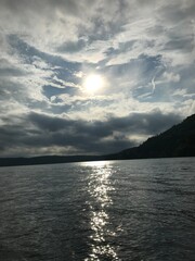 Mountain lake sunset