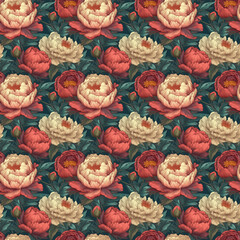 Obraz na płótnie Canvas Peonies Flowers Seamless Pattern Wallpaper