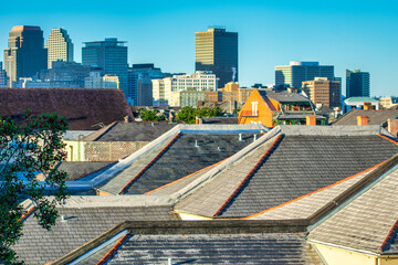 New Orleans cityscape and roofs, Louisiana