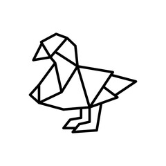 Origami duck outline icons, minimalist vector illustration ,simple transparent graphic element .Isolated on white background