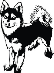 Cartoon Black and White Isolated Illustration Vector Of A Pet Puppy Dog 