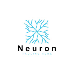 Neuron logo simple design network cel technology particles template Illustration