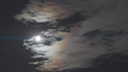 Tokyo, Japan - December 27, 2023: A full moon covered with faint clouds in Japan