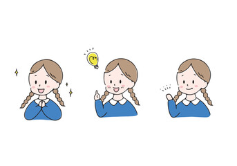 ひらめいた女の子のセット