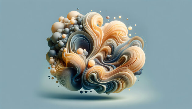 Tranquil abstract shapes evoking NLP conversation with serene background.