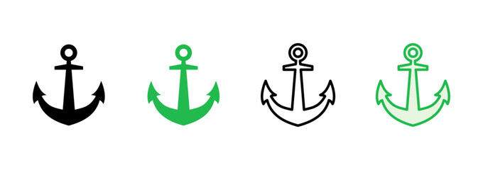 Anchor icon set. Anchor symbol logo. Anchor marine icon.