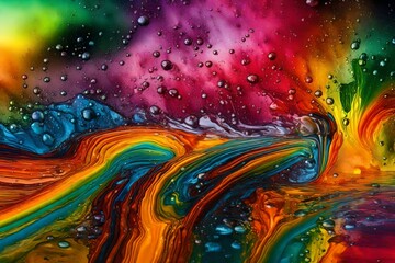 Rainbow oil on water colourful background