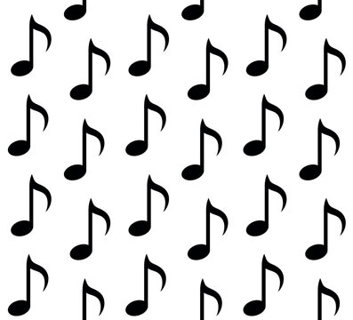 Vector seamless pattern of flat music note isolated on white background