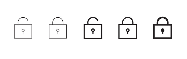 Open. lock. Unlock.  Symbol icons on transparent background. Outline. Icon. Download.vector illustration icons. eps, png, jpg. 