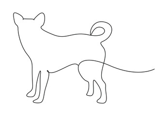 Continuous one line drawing of dog. Isolated on white background vector illustration. Premium vector. 