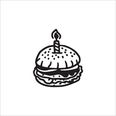 vector illustration of burger with candle