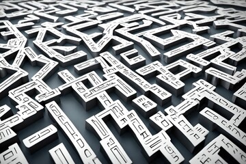 Words and language concept. Abstract letters with lines background - 3d rendering By Sashkin - obrazy, fototapety, plakaty