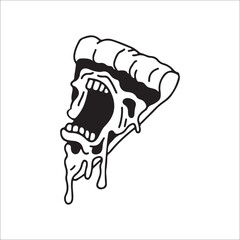 vector illustration of pizza with mouth