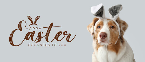 Greeting card for Happy Easter with cute Australian shepherd dog